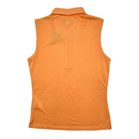 CALLAWAY Women's Papaya Heather Sleeveless Golf Polo Shirt, Quarter-Zip Closure - Picture 4 of 5